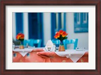Framed Cafe Table, Kokkari, Samos, Aegean Islands, Greece
