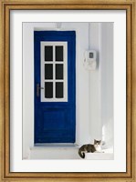 Framed Greece, Aegean Islands, Samos, Door, Cat