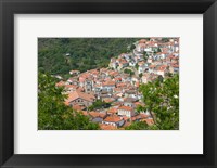 Framed Hillside Town View, Agiasos, Lesvos, Mytilini, Aegean Islands, Greece