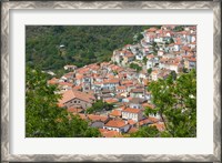 Framed Hillside Town View, Agiasos, Lesvos, Mytilini, Aegean Islands, Greece