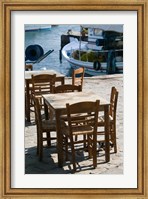 Framed Waterfront Cafe Tables, Skala Sykaminia, Lesvos, Mithymna, Northeastern Aegean Islands, Greece