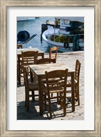 Framed Waterfront Cafe Tables, Skala Sykaminia, Lesvos, Mithymna, Northeastern Aegean Islands, Greece