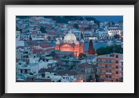 Framed Waterfront View of Southern Harbor and Agios Therapon Church, Lesvos, Mytilini, Aegean Islands, Greece