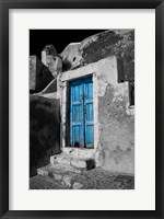 Framed Colorful Blue Door, Oia, Santorini, Greece