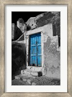 Framed Colorful Blue Door, Oia, Santorini, Greece