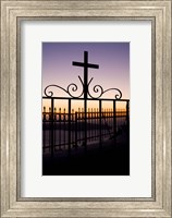 Framed Greece, Santorini, Fira, iron cross, Christianity