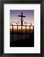 Framed Greece, Santorini, Fira, iron cross, Christianity