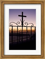 Framed Greece, Santorini, Fira, iron cross, Christianity