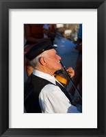 Framed Older Gentleman Playing The Violin, Imerovigli, Santorini, Greece