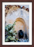 Framed Pottery and Flowering Vine, Oia, Santorini, Greece