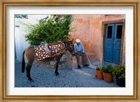 Framed Resting Elderly Gentleman, Oia, Santorini, Greece