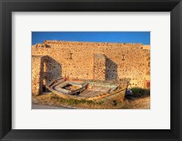 Framed Old fishing boat on dry land, Oia, Santorini, Greece