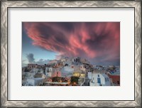 Framed Sunset over Oia, Santorini, Greece
