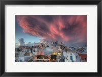 Framed Sunset over Oia, Santorini, Greece