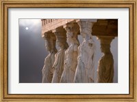Framed Greek Columns and Greek Carvings of Women, Temple of Zeus, Athens, Greece