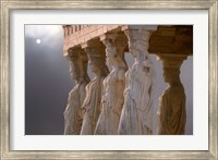 Framed Greek Columns and Greek Carvings of Women, Temple of Zeus, Athens, Greece