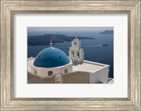 Framed Greek Orthodox Church and Aegean Sea, Santorini, Greece