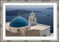 Framed Greek Orthodox Church and Aegean Sea, Santorini, Greece