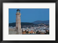 Framed Greece, Crete, Rethymno Venetian Harbor Lighthouse