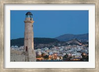 Framed Greece, Crete, Rethymno Venetian Harbor Lighthouse