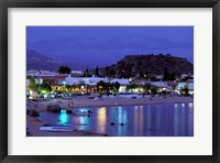 Framed Evening Harbor View, Stoupa, Messina, Peloponnese, Greece