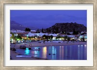 Framed Evening Harbor View, Stoupa, Messina, Peloponnese, Greece