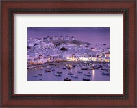 Framed Overview of Mykonos Town harbor, Mykonos, Cyclades Islands, Greece