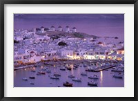 Framed Overview of Mykonos Town harbor, Mykonos, Cyclades Islands, Greece