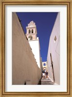 Framed Couple Walking Down Steps, Santorini, Greece