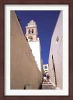 Framed Couple Walking Down Steps, Santorini, Greece