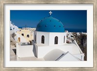 Framed Blue Domed Church, Imerovigli, Santorini, Greece