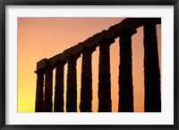 Framed Temple of Poseidon Columns at Sunset, Cape Sounion, Attica, Greece