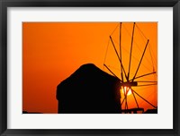 Framed Sunrise with Mykonos Windmills, Mykonos, Cyclades Islands, Greece