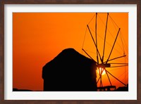 Framed Sunrise with Mykonos Windmills, Mykonos, Cyclades Islands, Greece