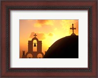 Framed Kimisis Theotokov Church at Sunset, Thira, Santorini, Cyclades Islands, Greece