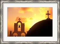 Framed Kimisis Theotokov Church at Sunset, Thira, Santorini, Cyclades Islands, Greece