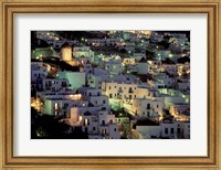 Framed Hilltop Buildings at Night, Mykonos, Cyclades Islands, Greece