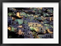 Framed Hilltop Buildings at Night, Mykonos, Cyclades Islands, Greece