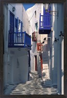 Framed Cobblestone Alley, Santorini, Greece