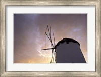 Framed Windmill at Sunrise, Mykonos, Greece