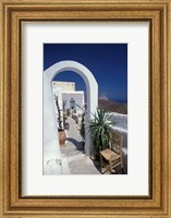Framed Chora Houses, Blue Aegean Sea, and Agave Tree, Cyclades Islands, Greece