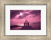Framed Church Steeple with Evening Rays, Santorini Island, Greece