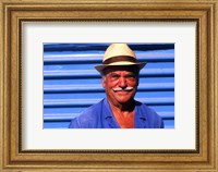 Framed Close Up of Native Man with Blue Wall, Athens, Greece