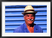 Framed Close Up of Native Man with Blue Wall, Athens, Greece
