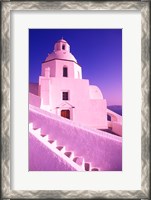 Framed White Dome of Greek Church, Santorini, Greece