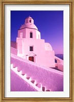 Framed White Dome of Greek Church, Santorini, Greece