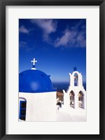 Framed White Orthodox Church of Oia Santorini, Greece