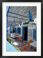 Framed Breakfast Bar with Bird Cages, Thira, Cyclades Islands, Greece