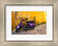 Framed Vespa and Yellow Wall in Old Town, Rhodes, Greece