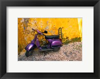 Framed Vespa and Yellow Wall in Old Town, Rhodes, Greece